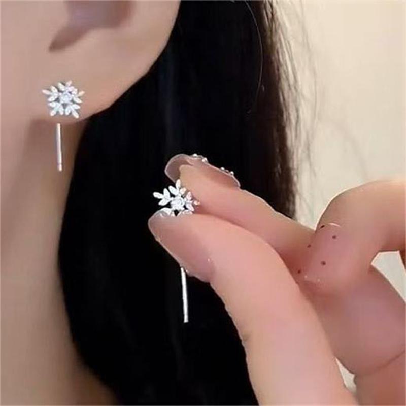 精致小巧雪花流苏耳线养耳洞银针