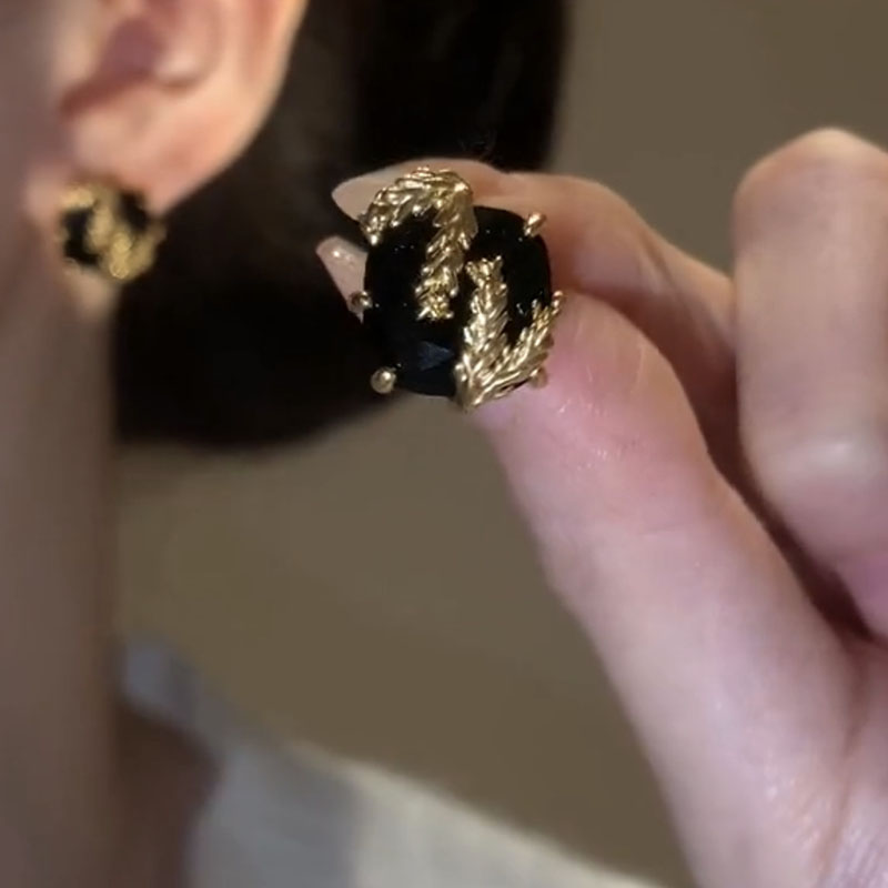 银针麦穗水晶耳钉精致百搭简约潮
