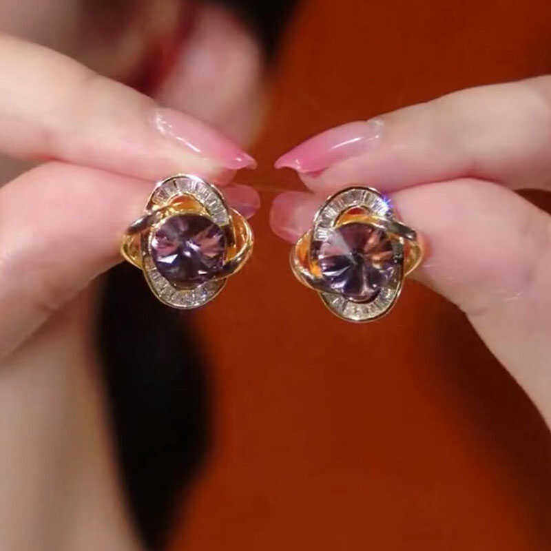 银针满钻紫水晶耳钉女轻奢高级感百搭时尚耳环防过敏耳饰新款爆款,饰品/流行首饰/时尚饰品新,耳环,淘宝优惠券,粉丝福利购,淘宝优惠卷