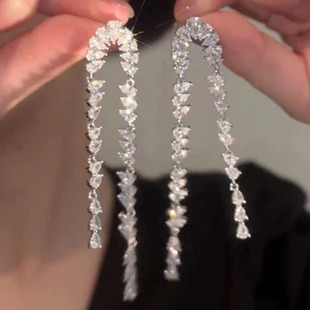 气质长款流苏满钻耳饰女设计高级感夸张耳环2025新款爆款耳坠银针