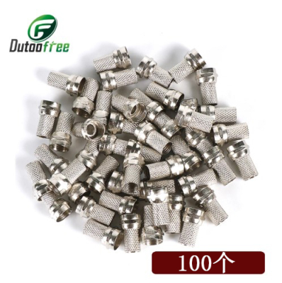 100件/批RG6F型同轴电缆连接器插头绞合黄铜材料单线连接器铜镀锌