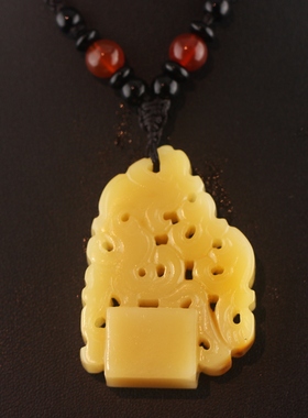 福建寿山石汶洋石饕餮纹印章吊坠项链挂件饰品护身符男女天然玉石