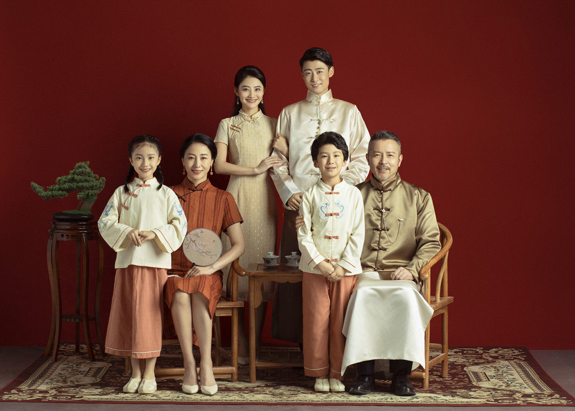 全家福摄影服装一家六口 2022新款秀禾韩服款亲子装6人中国风复古