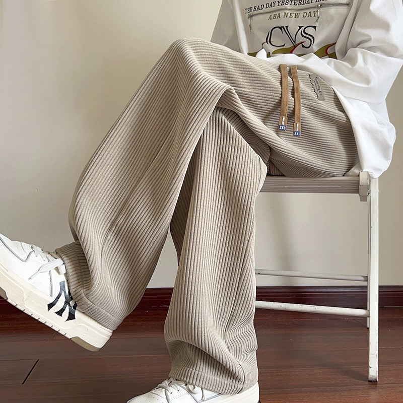 仓石一树潮牌休闲裤男秋冬季新款保暖拖地裤时尚百搭直筒卫裤