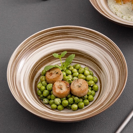 陶瓷日式草帽碗粗陶碗意面碗甜品碗高级感家用2025新款复古沙拉碗