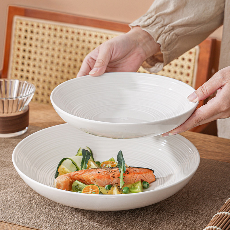 陶瓷盘子家用菜盘餐盘特别好看2025新款高级感日式白色沙拉盘深盘,餐饮具,盘,淘宝优惠券,粉丝福利购,淘宝优惠卷