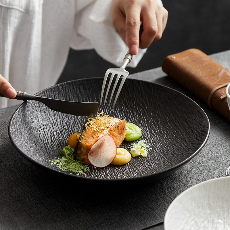 磨砂高颜值深盘家用菜盘深窝盘子高档轻奢圆形西餐盘沙拉盘意面盘,餐饮具,盘,淘宝优惠券,粉丝福利购,淘宝优惠卷