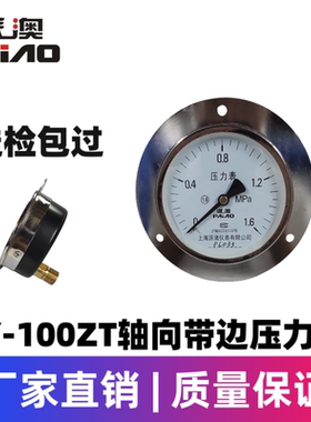 派澳仪表Y100ZT储气罐背接式轴向带边压力表1MPa不锈钢 耐震 优质
