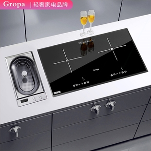 静音电陶炉双头光波炉 古牌 M4嵌入式 电磁炉双灶家用大功率嵌式