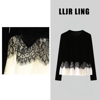 工作室原创253668黑色丝绒撞色拼