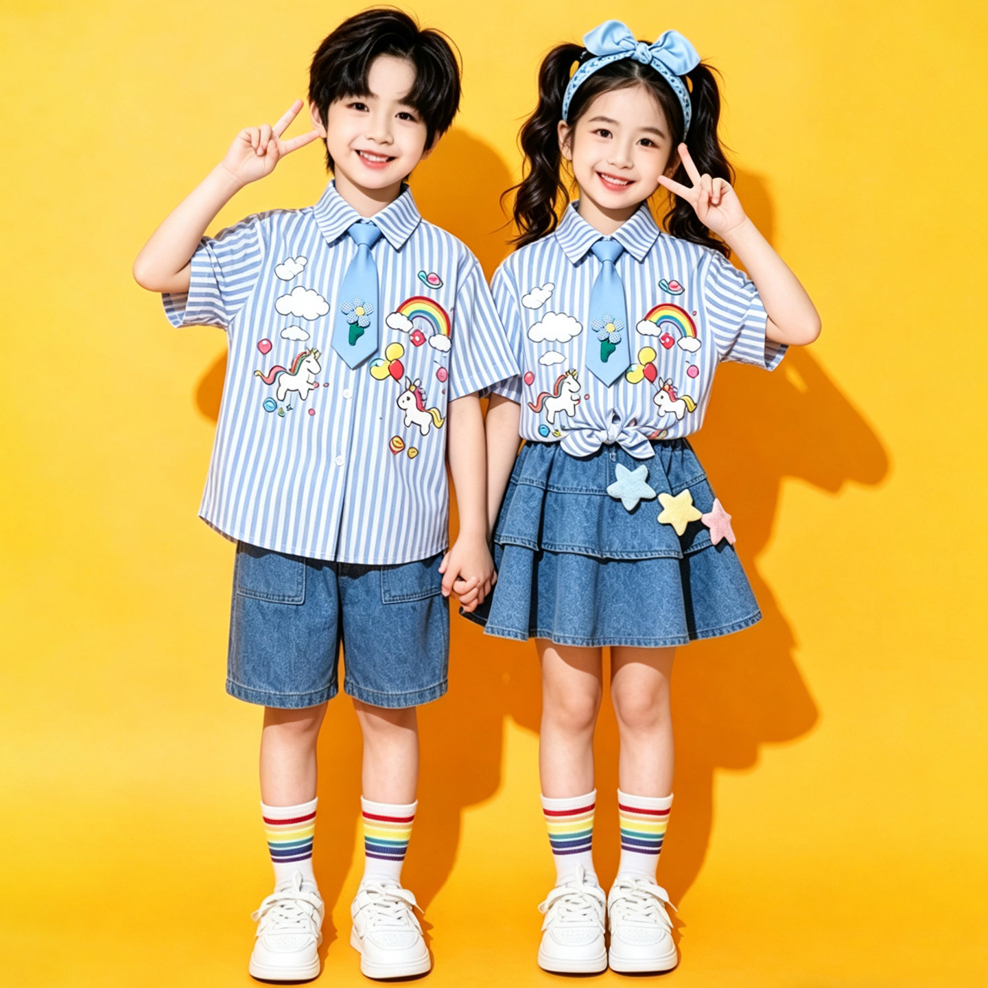 六一儿童啦啦队演出服小学生运动会服装幼儿园少儿舞蹈表演服夏季