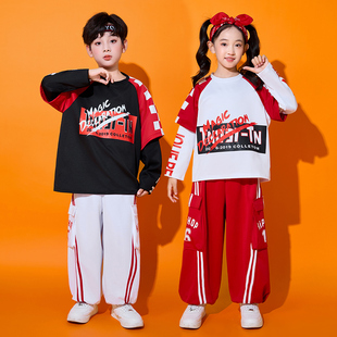 儿童啦啦队演出服爵士舞服装男童运动会街舞潮服幼儿园舞蹈表演服