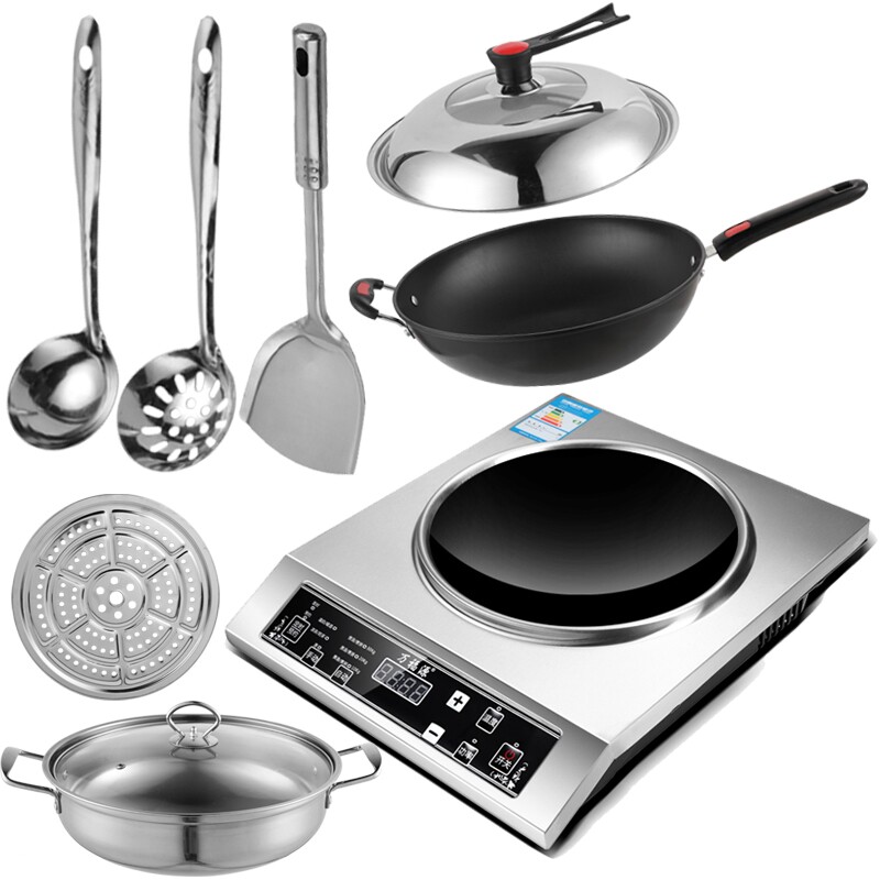 新款2023万福源凹面电磁炉家用爆用灶炒3500W炒菜锅一体大功率商