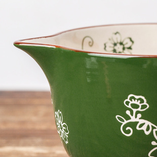 ezicok搅拌碗尖嘴引流碗陶瓷厨房家用打蛋碗带手把碗拌面碗釉下彩