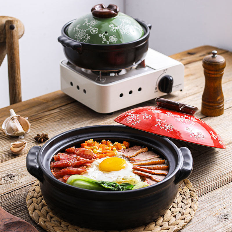 ezicok砂锅手绘樱花炖汤锅煲仔饭锅大号沙锅家用陶瓷锅直火锅小锅