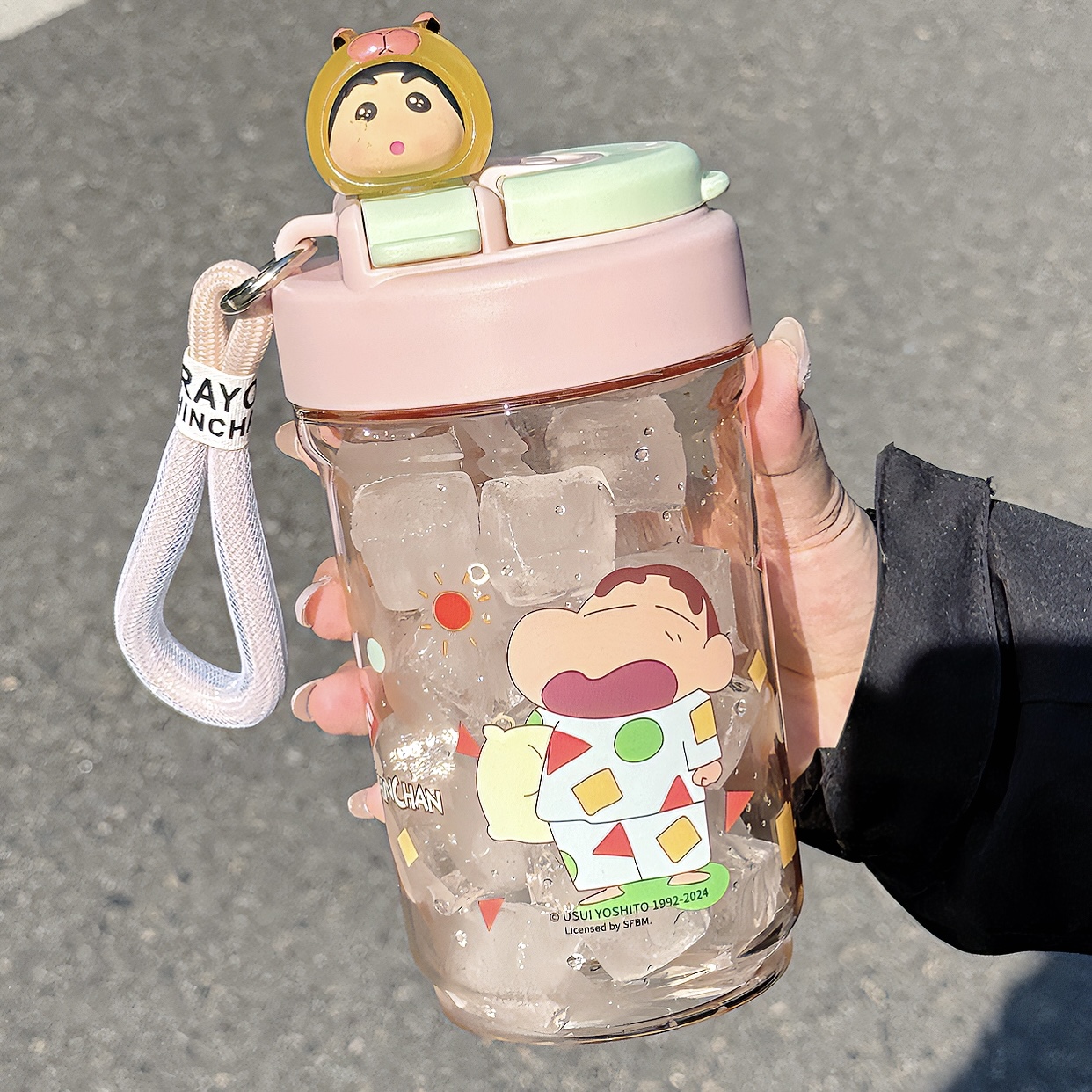 蠟筆小新高顏值吸管杯2025新款可愛女學(xué)生兒童大容量便攜雙飲水壺