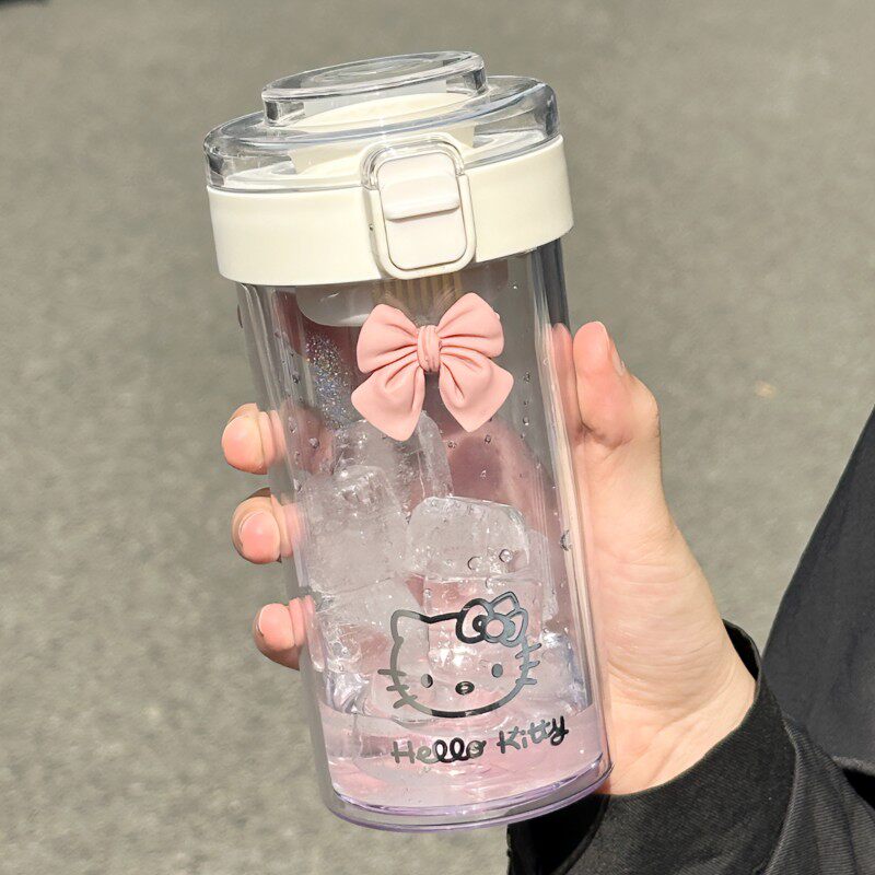 高颜值简约ins风男女生刻度杯带茶隔滤网小众学生可携式塑料杯子