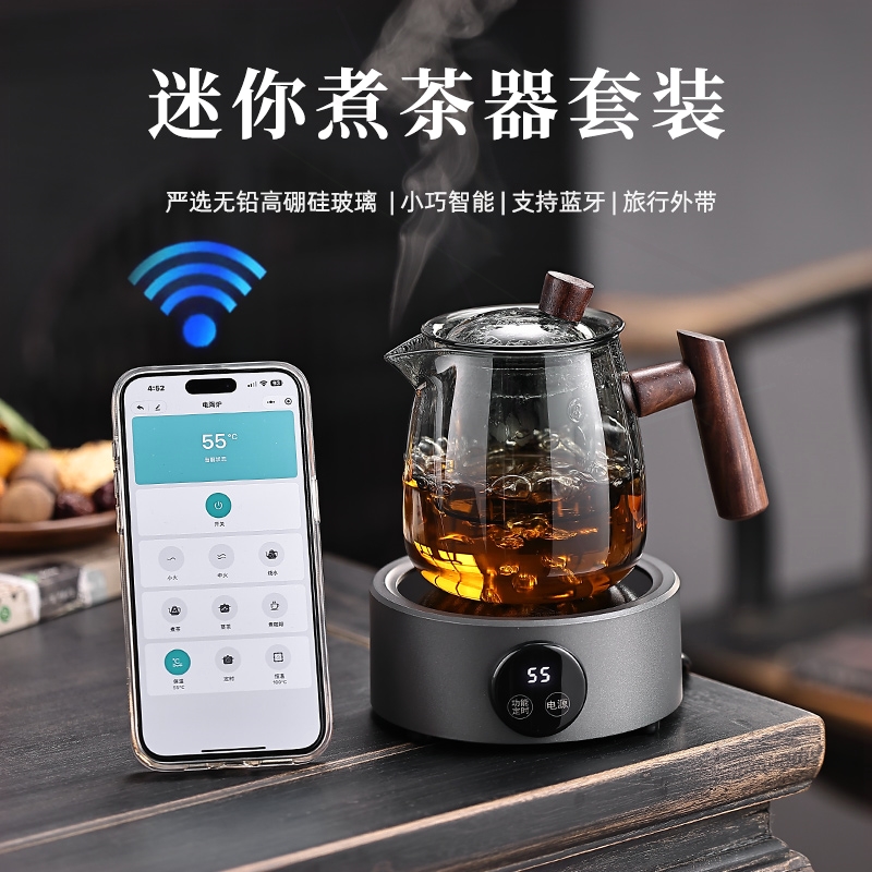 新款小型煮茶壶电陶炉套装玻璃煮壶耐高温侧把壶烧水壶煮茶器茶