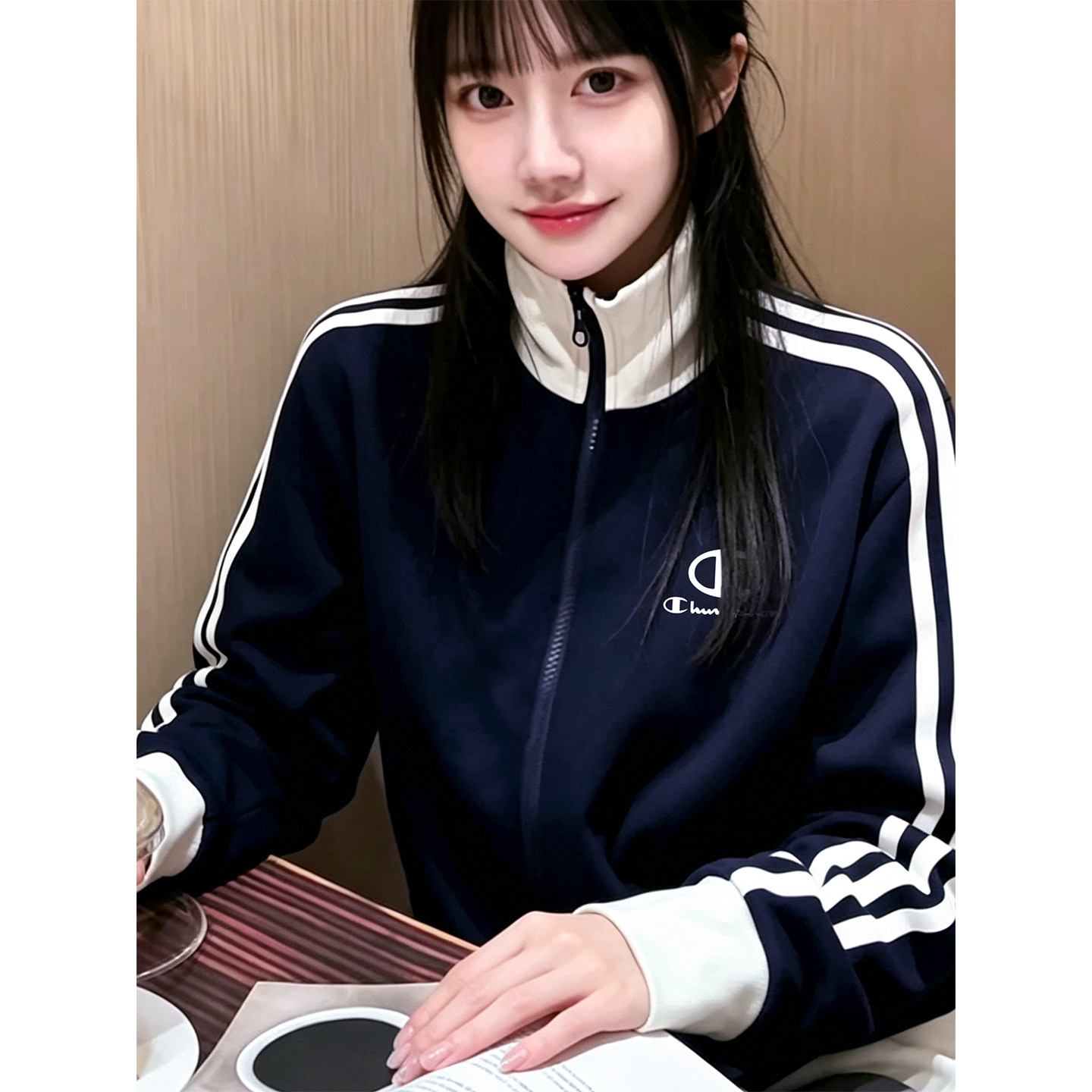 季冠军秋冬款立领开衫卫衣女外套