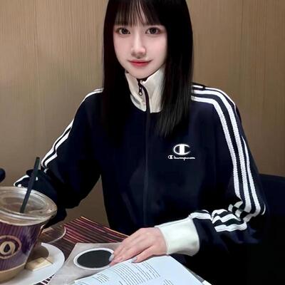 美式常规撞色三条杠百搭外套