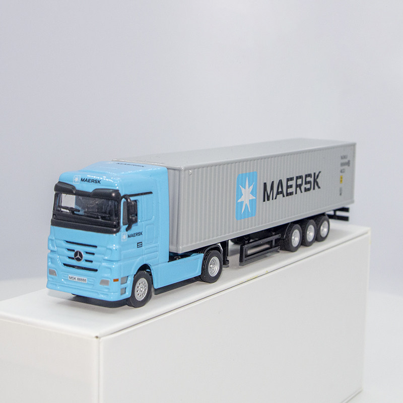 1:87奔驰头msk马士基集装箱船舶航运货柜运输车金属玩具汽车模型