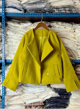 厚款开衫毛呢短款西装外套女2025新款洋气减龄配裙子短款上衣红色