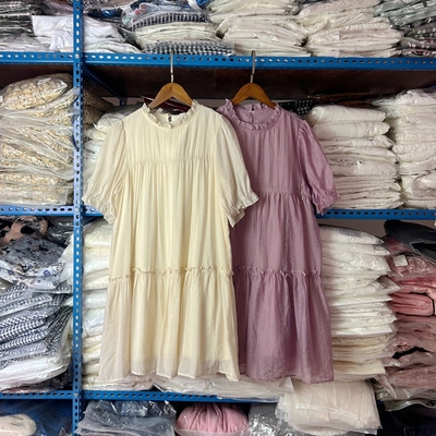 法式减龄娃娃裙遮肚子天丝连衣裙宽松荷叶边洋气小个子蛋糕短裙夏