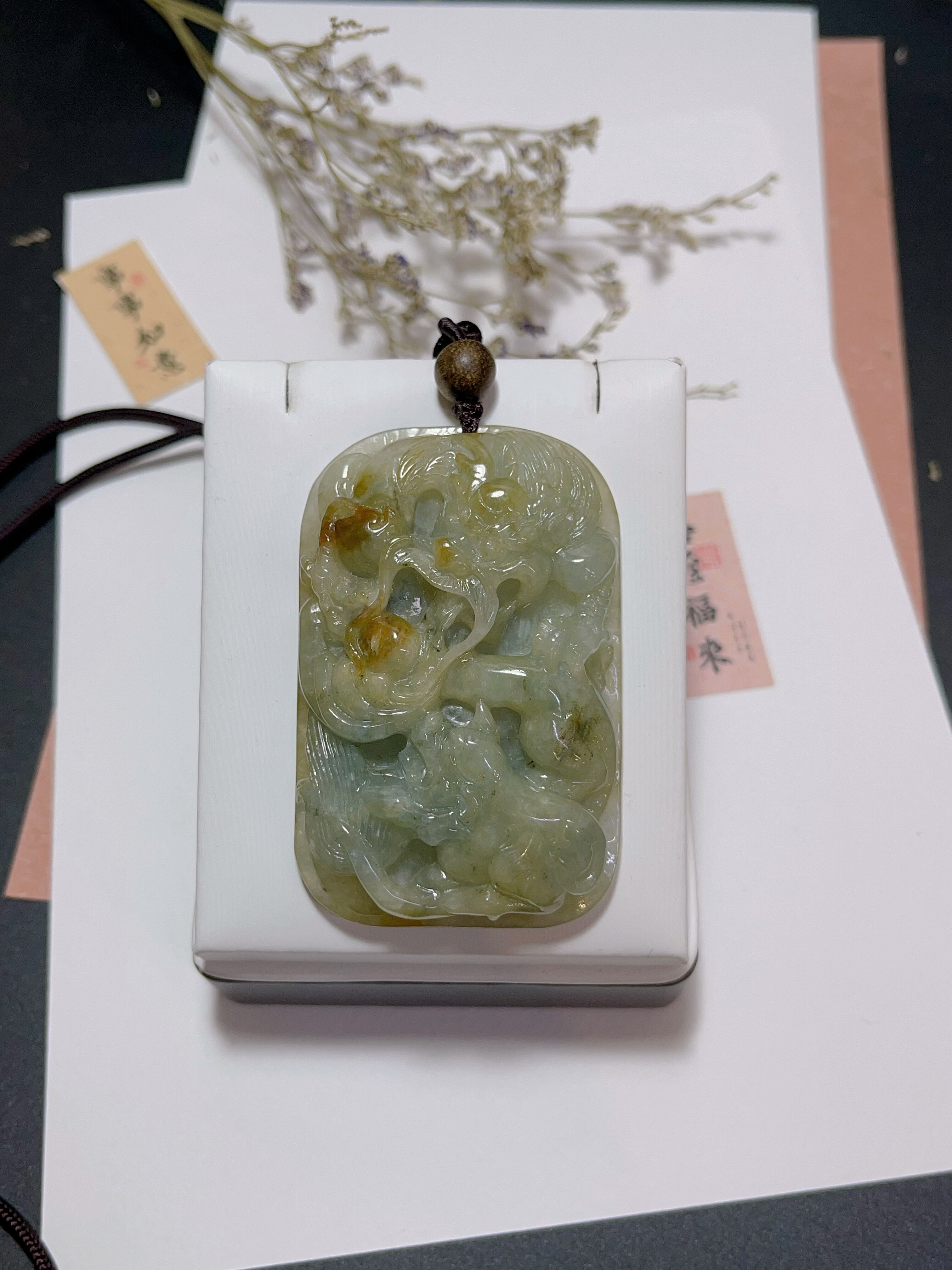 玖紫 天然翡翠俏色黄翡男士龙吊坠 龙珠翡翠男士吊坠