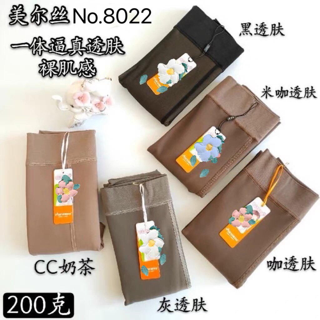 美尔丝8022素肌透肤裤加绒中厚秋冬一体假透肤性感黑丝透肉打底裤