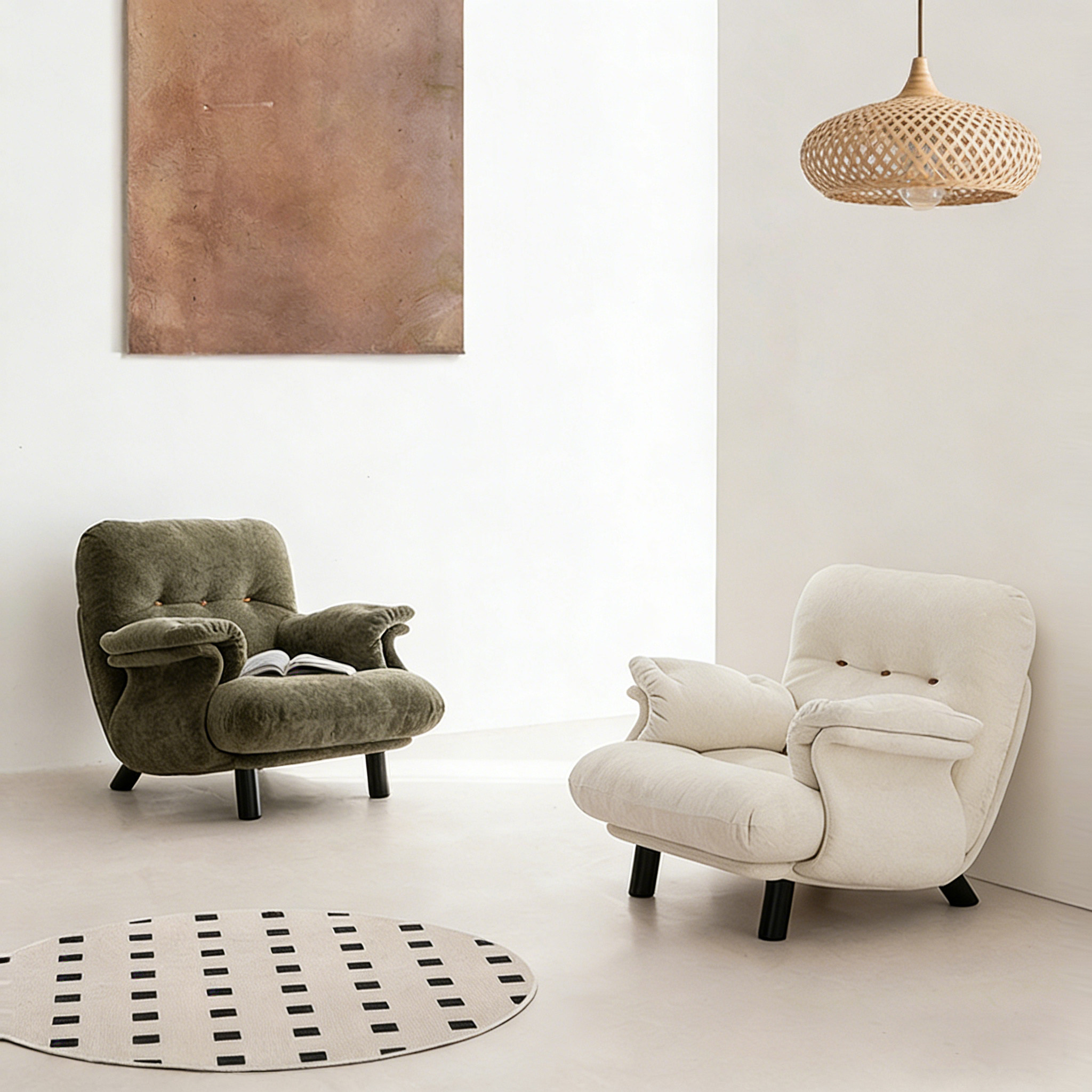 卧室书房阅读单椅创意中古轻奢布艺休闲椅子奶油羽绒单人沙发懒人,住宅家具,沙发椅,淘宝优惠券,粉丝福利购,淘宝优惠卷