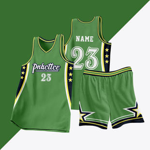 全身数码定制印刷成人儿童篮球服套装球衣比赛训练队服LB053 绿色