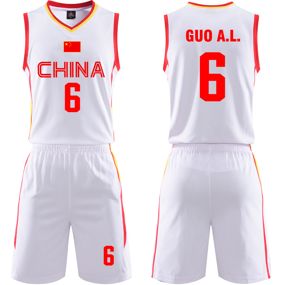 世界杯预选赛 6号郭艾伦 白色中国男篮国家队篮球比赛训练服套装