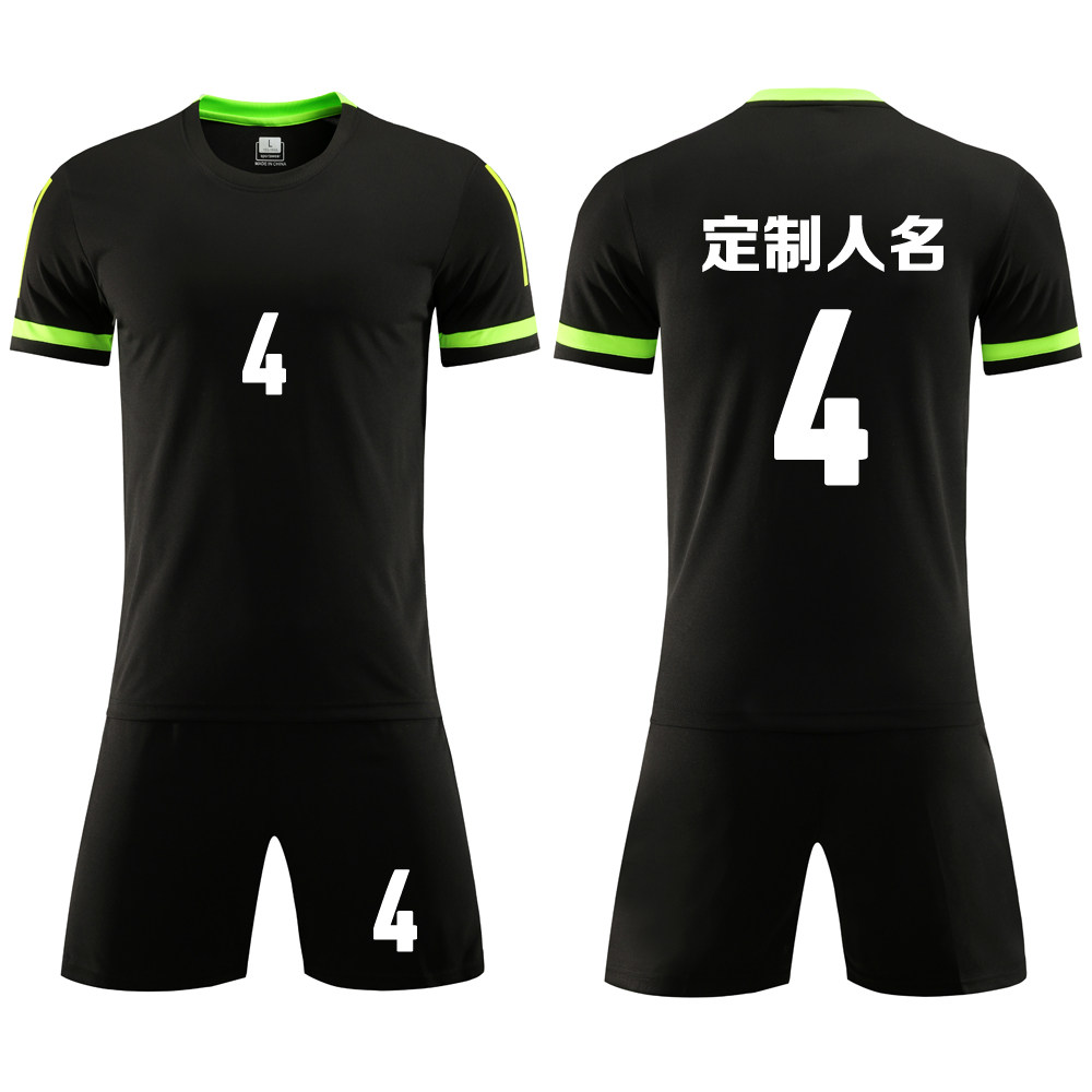 成人儿童学生短袖足球服套装比赛训练队服定制印刷字号6308黑色