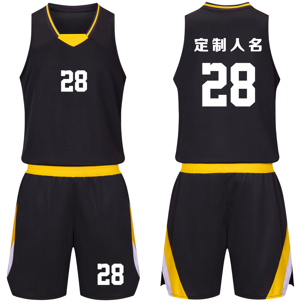 美式篮球服套装定制球队比赛训练服中大学生队服背心球衣1028黑色