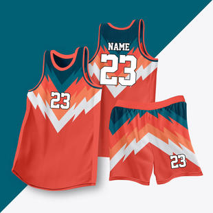 全身数码定制印刷成人儿童篮球服套装球衣比赛训练队服LB096 橙色
