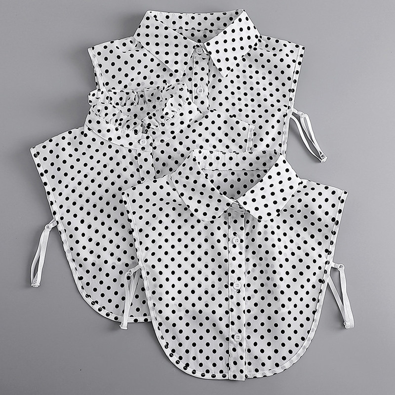 雪纺女士衬衣领休闲假领子女百搭假领秋冬春季波点圆点