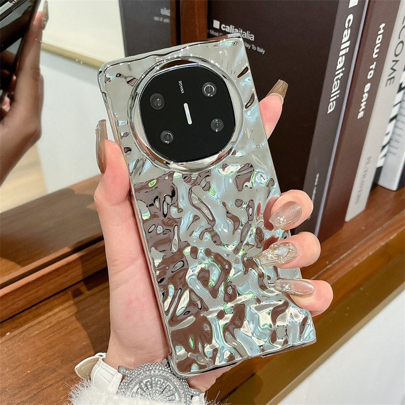 华为mateX6手机壳电镀硬壳简约红色保护套