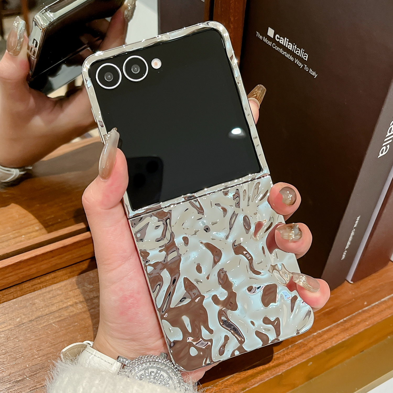 电镀水波纹纯色硬超薄防摔保护壳