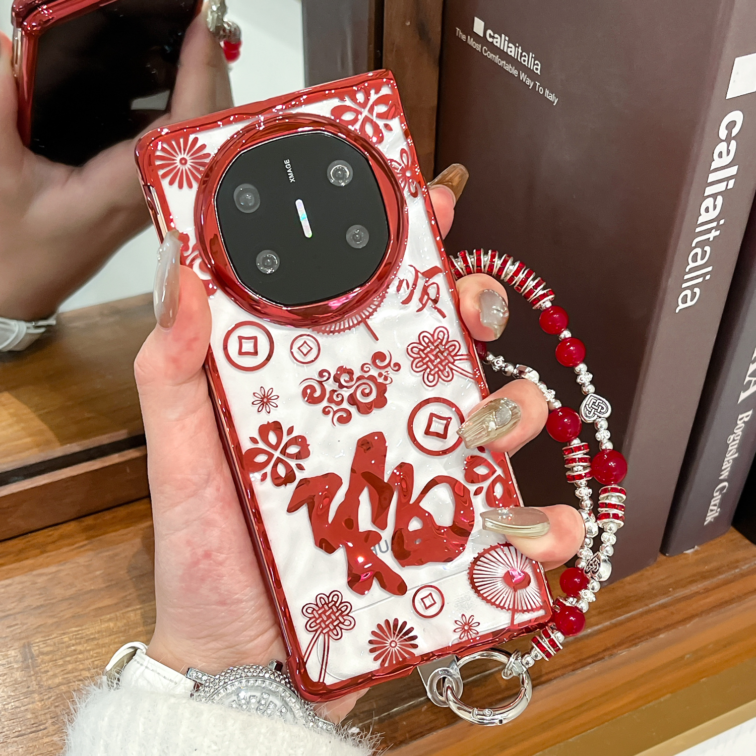 折叠款水波纹透明电镀硬壳保护套