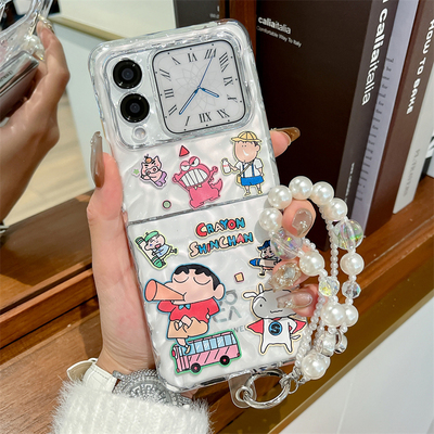 适用华为novaflip手机壳透明水波纹新款Nova Flip折叠屏超薄外壳防摔高级感手提链nova简约卡通小新女保护套