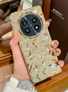 适用oppofindn5手机壳电镀纯色银新款find n5折叠屏防摔保护壳OPPO Find N5简约红色高级感金色男女款黑外壳