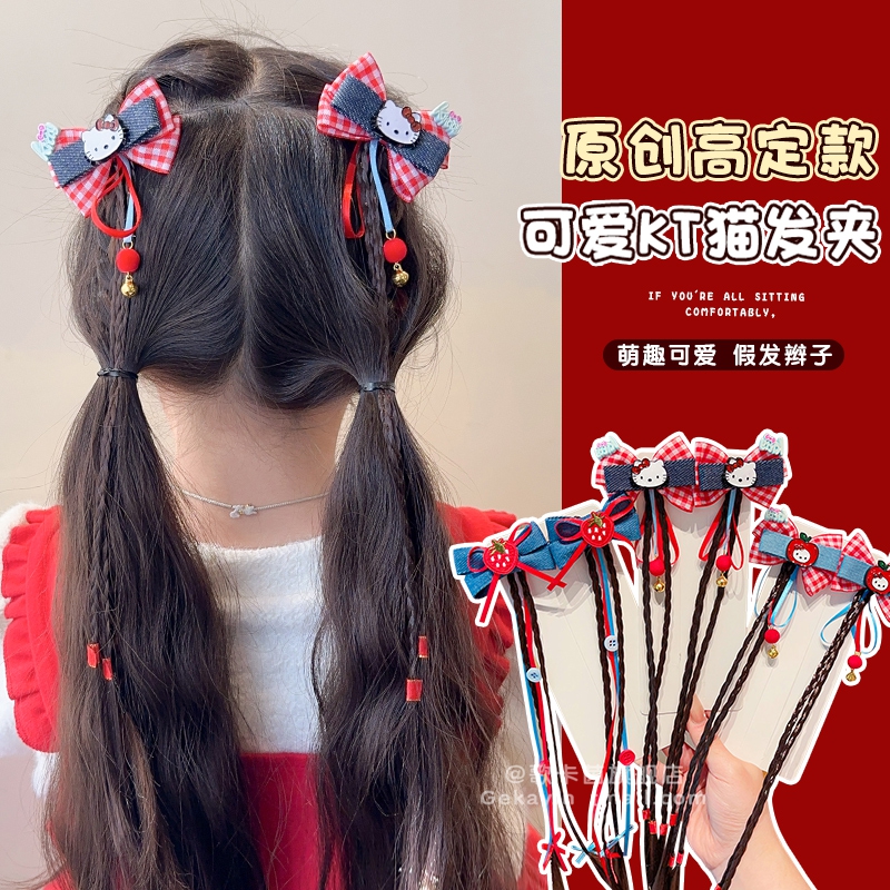 女童宝宝格纹蝴蝶结发饰