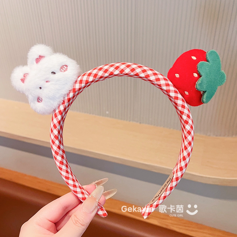 儿童可爱小兔子格纹发箍
