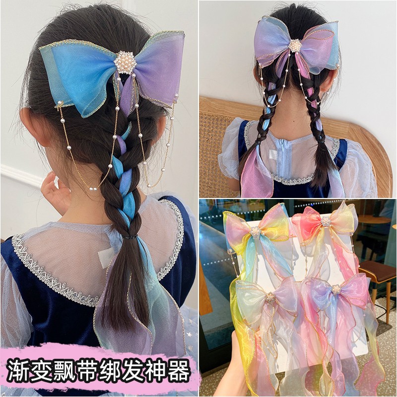 公主风女童蝴蝶结长飘带发夹