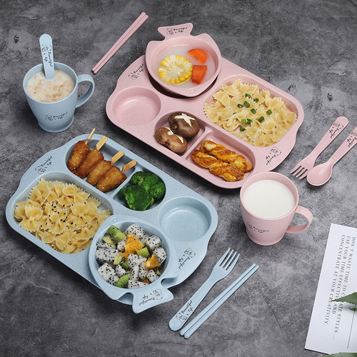 小麦秸秆碗杯套装儿童宝宝防摔