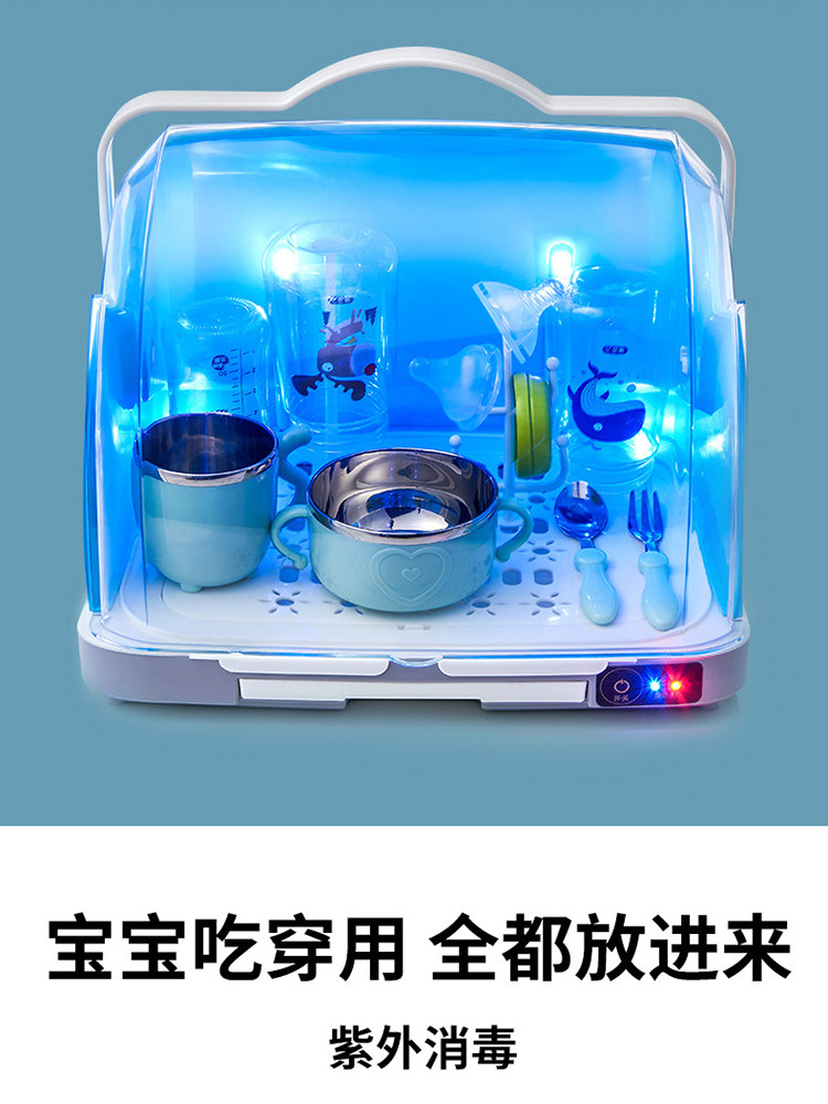 婴儿奶瓶收纳盒可携式带盖子防尘沥水架子消毒烘干 干宝宝餐具储图片