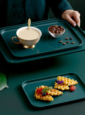 塑料托盘长方形茶盘家用放茶杯杯子饺子盘餐盘商用端菜上菜饭店用