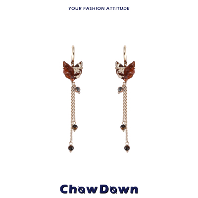 CHOWDOWN半面狐长款耳坠耳饰