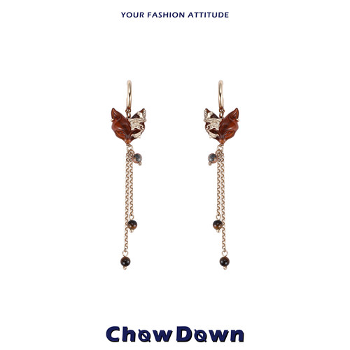 CHOWDOWN半面狐长款耳坠耳饰