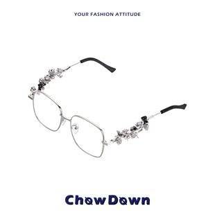 CHOWDOWN原创小众时尚 装 饰性眼镜 平光无度数 眼镜架可拆卸耳钉